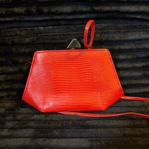 Red Women's Lizard-Texture Evening Clutch - Unbranded